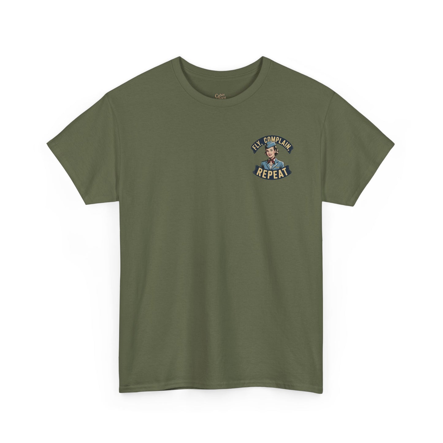 Vintage Flight Attendant Design T-Shirt | Fly Complain Repeat