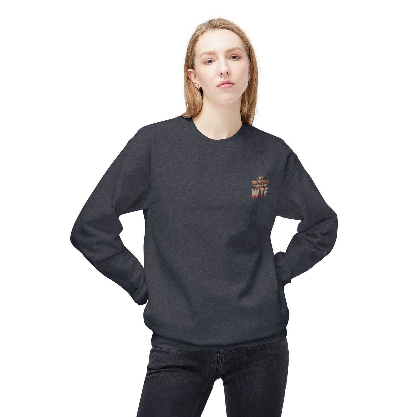 WTF Graphic Crewneck Sweatshirt, Unisex Fleece Pullover, Casual Sweatshirt, Funny Gift, Cozy Apparel, Everyday Wear, Cabin Crew