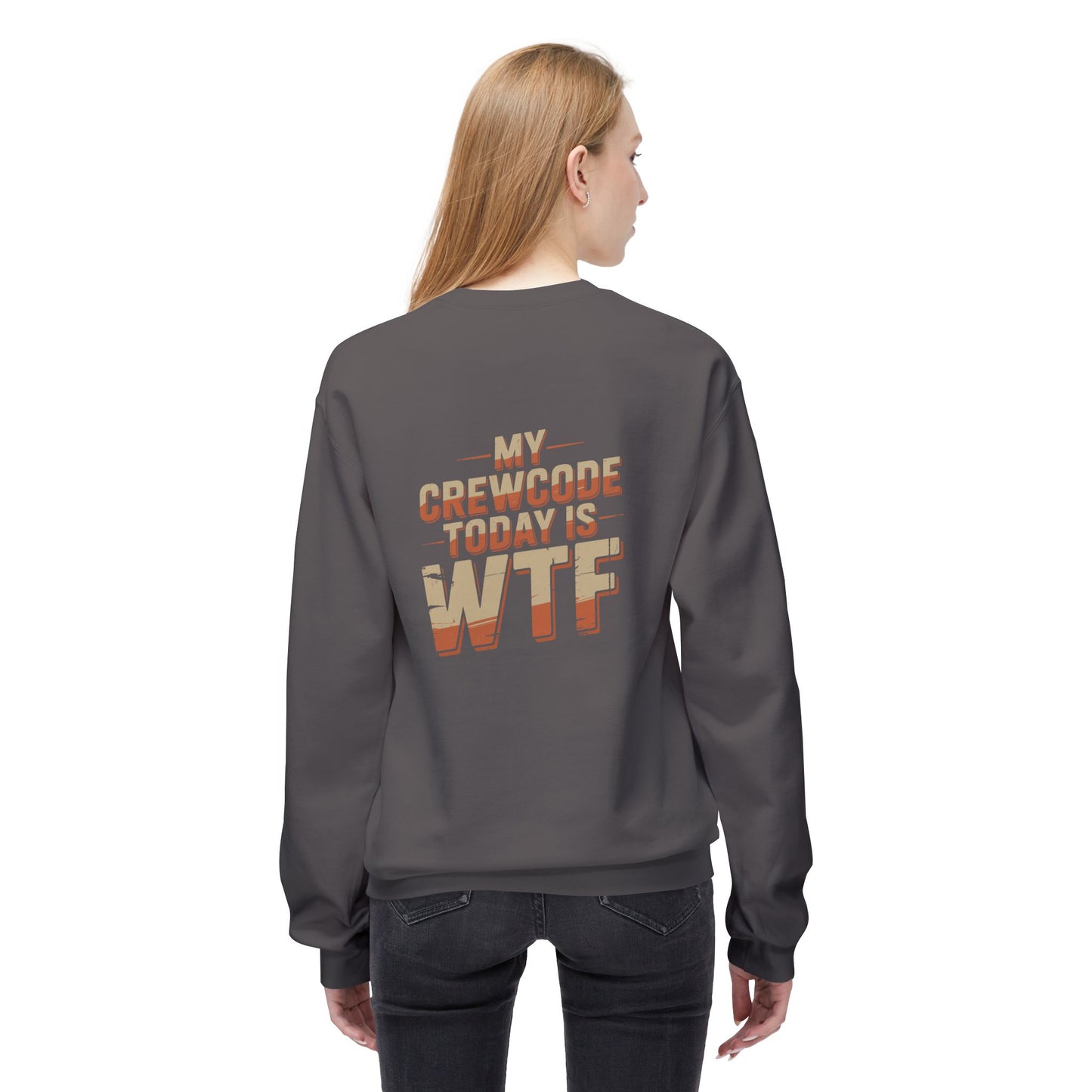 WTF Graphic Crewneck Sweatshirt, Unisex Fleece Pullover, Casual Sweatshirt, Funny Gift, Cozy Apparel, Everyday Wear, Cabin Crew