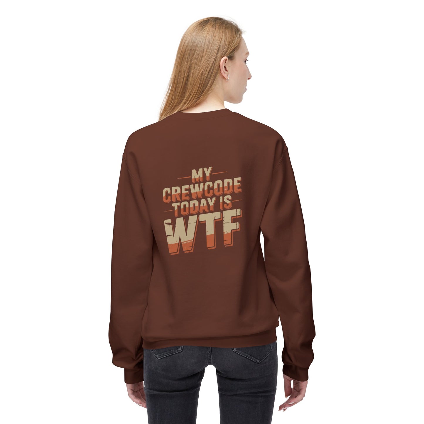 WTF Graphic Crewneck Sweatshirt, Unisex Fleece Pullover, Casual Sweatshirt, Funny Gift, Cozy Apparel, Everyday Wear, Cabin Crew