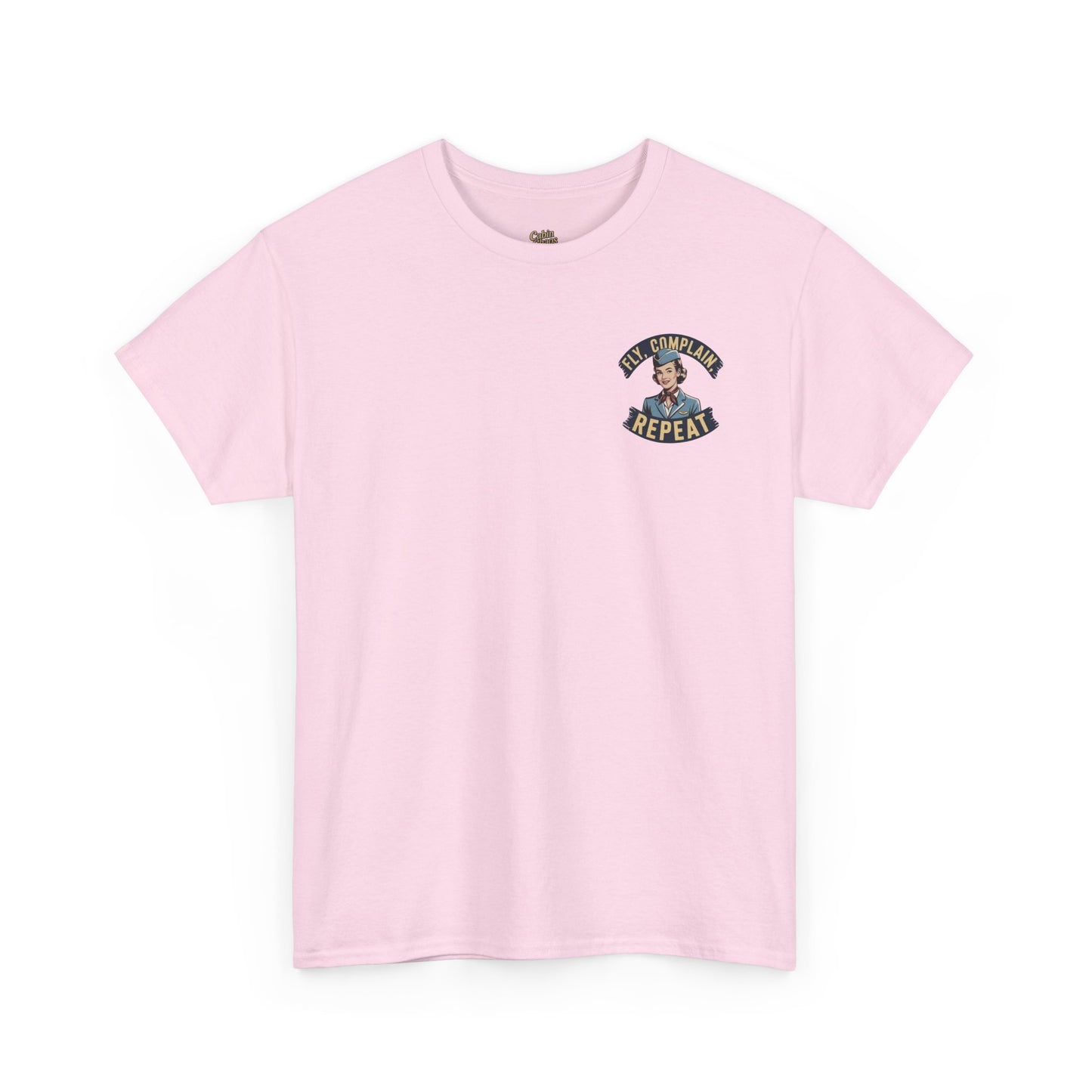 Vintage Flight Attendant Design T-Shirt | Fly Complain Repeat