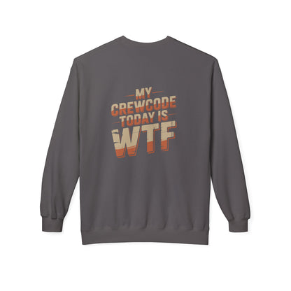 WTF Graphic Crewneck Sweatshirt, Unisex Fleece Pullover, Casual Sweatshirt, Funny Gift, Cozy Apparel, Everyday Wear, Cabin Crew
