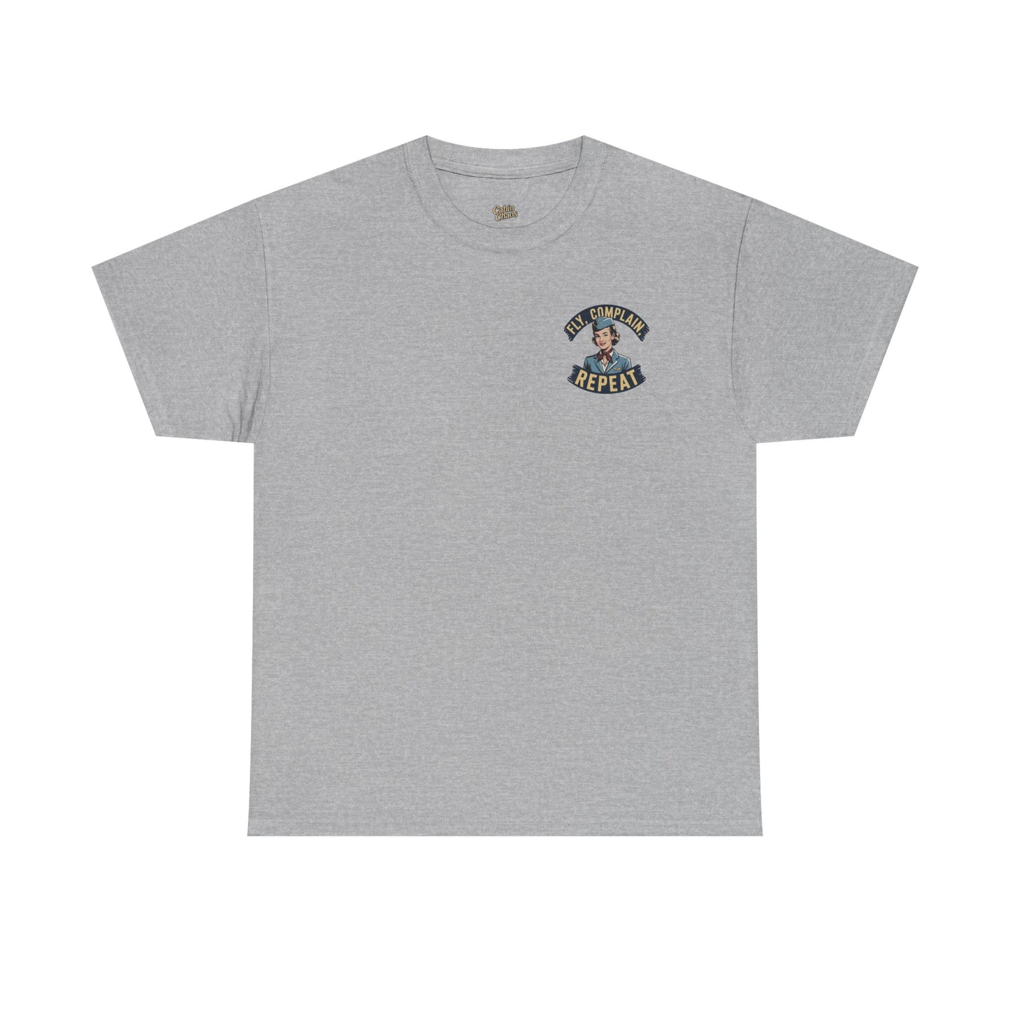Vintage Flight Attendant Design T-Shirt | Fly Complain Repeat