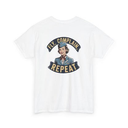 Vintage Flight Attendant Design T-Shirt | Fly Complain Repeat