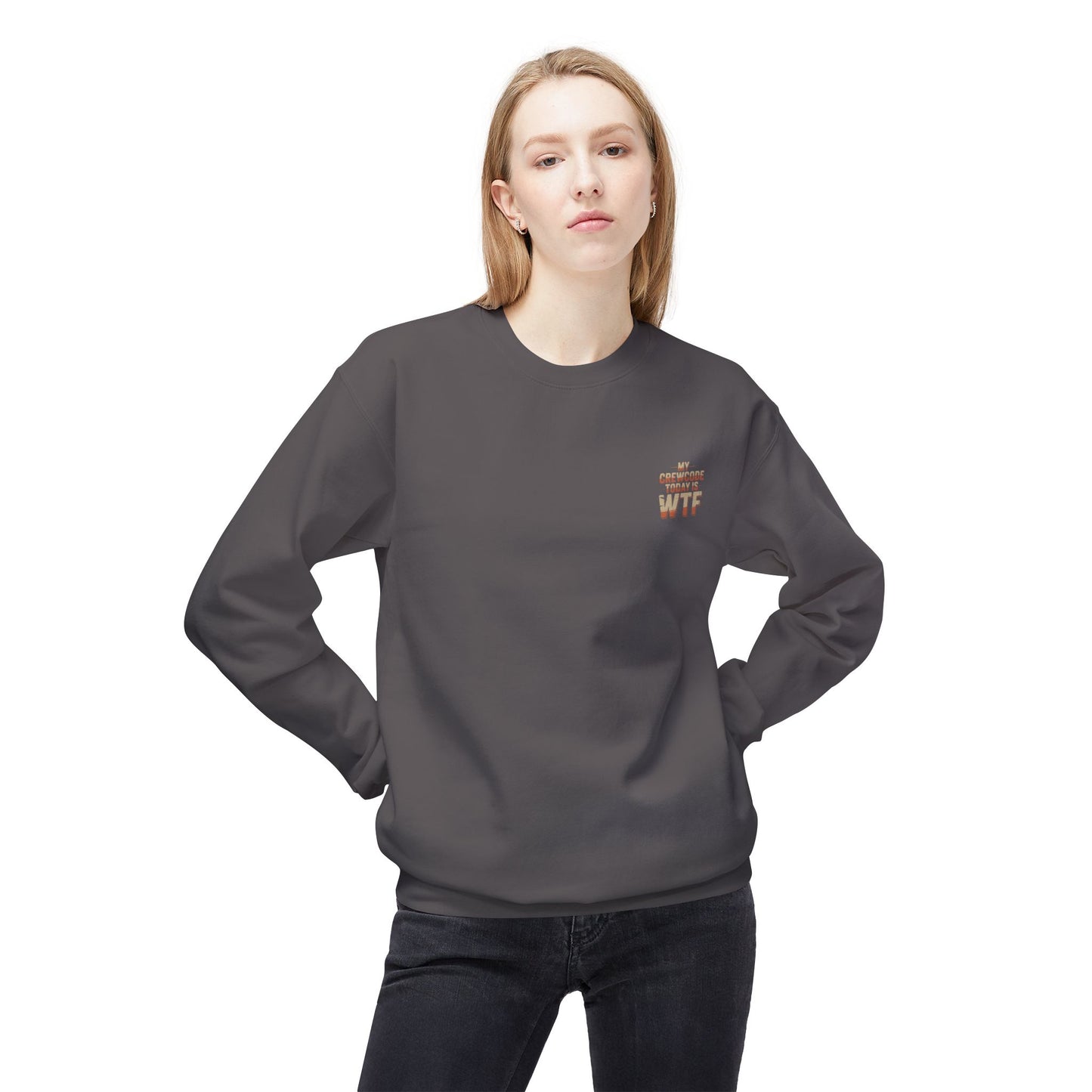 WTF Graphic Crewneck Sweatshirt, Unisex Fleece Pullover, Casual Sweatshirt, Funny Gift, Cozy Apparel, Everyday Wear, Cabin Crew