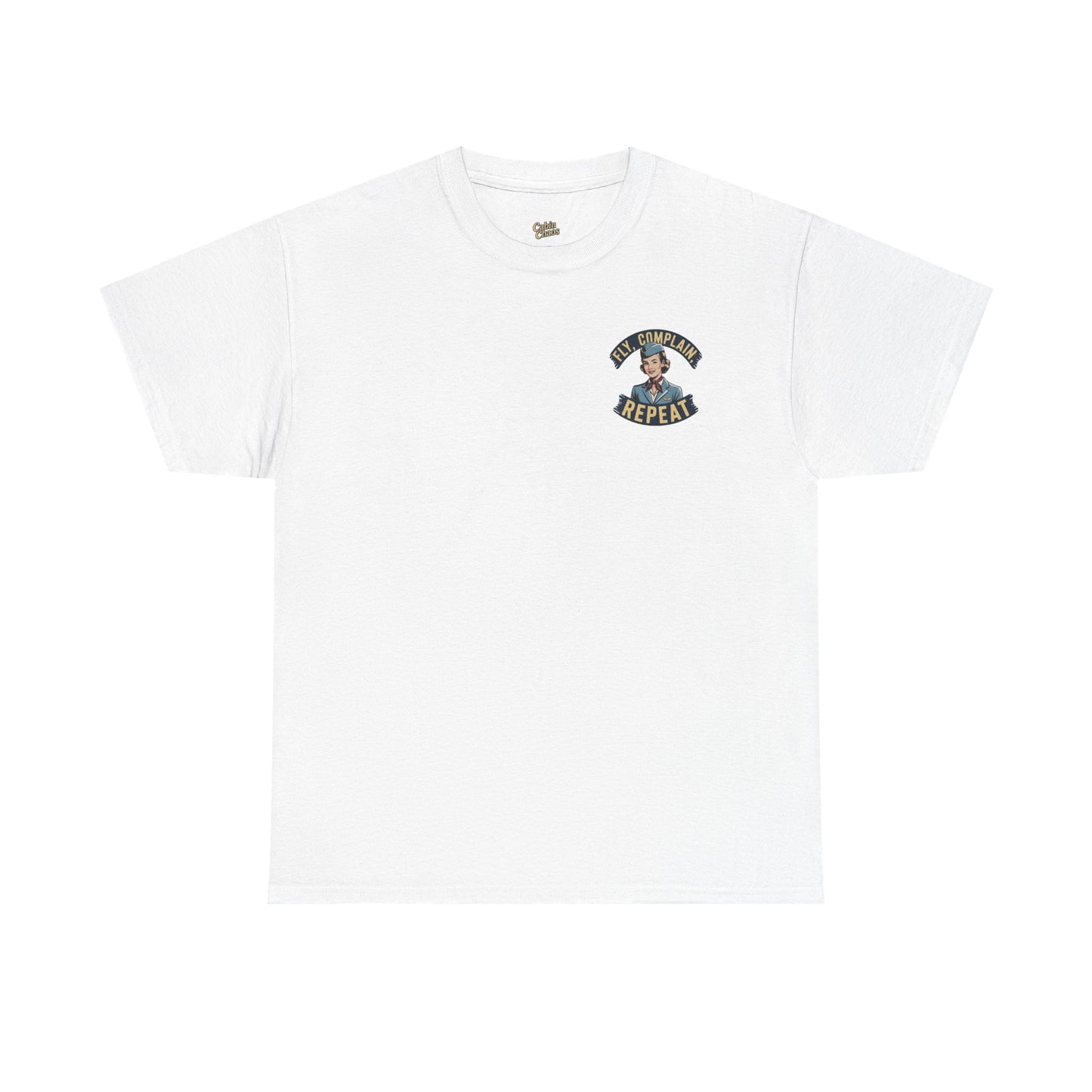 Vintage Flight Attendant Design T-Shirt | Fly Complain Repeat