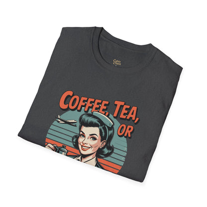 Copy of Coffee, Tea, or Therapy Unisex Softstyle T-Shirt | Funny Gift, Casual Wear, Coffee Lover Tee, Perfect for Friends, Cabin Crew