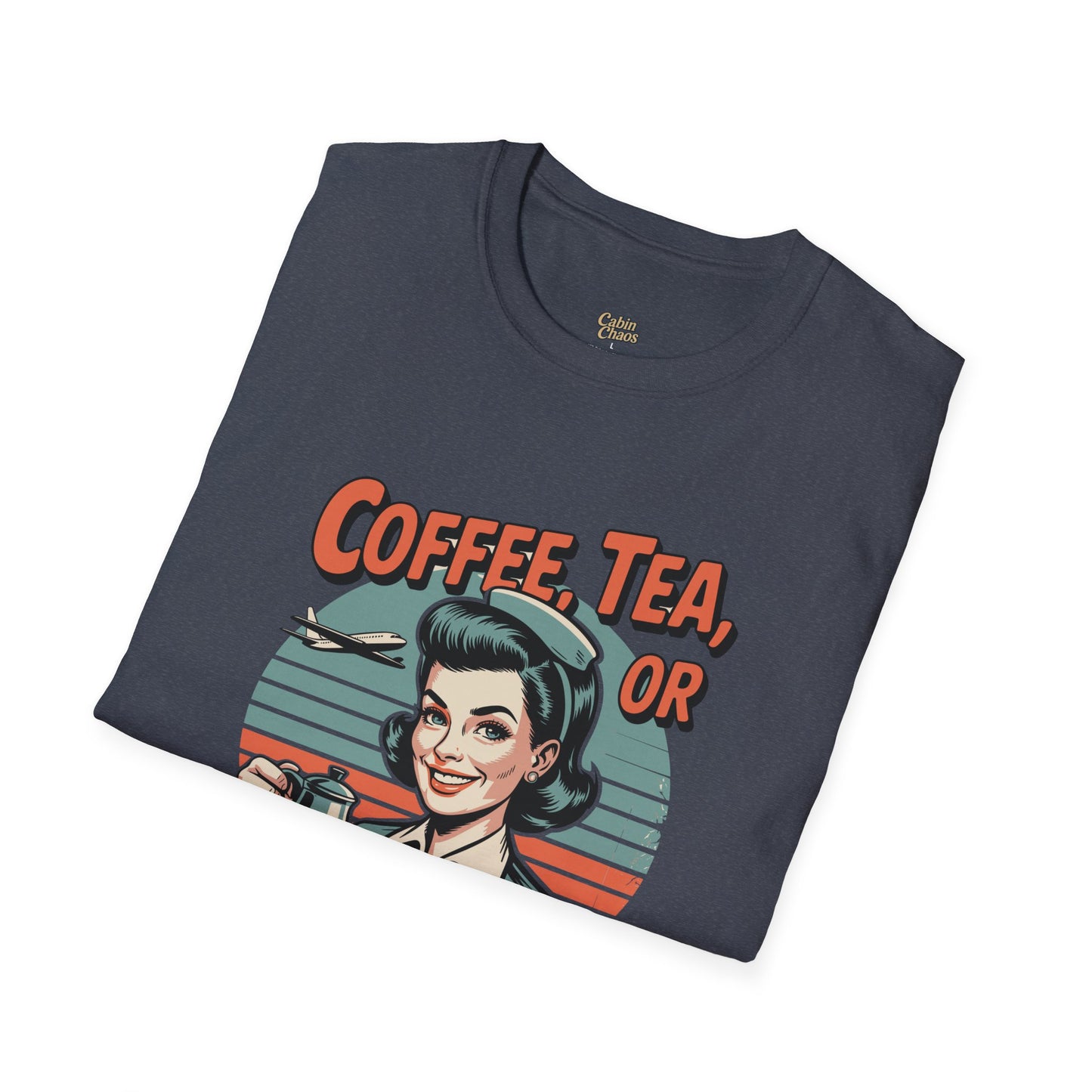 Copy of Coffee, Tea, or Therapy Unisex Softstyle T-Shirt | Funny Gift, Casual Wear, Coffee Lover Tee, Perfect for Friends, Cabin Crew
