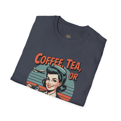 Copy of Coffee, Tea, or Therapy Unisex Softstyle T-Shirt | Funny Gift, Casual Wear, Coffee Lover Tee, Perfect for Friends, Cabin Crew