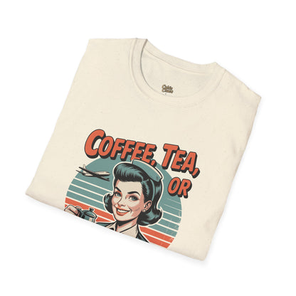 Copy of Coffee, Tea, or Therapy Unisex Softstyle T-Shirt | Funny Gift, Casual Wear, Coffee Lover Tee, Perfect for Friends, Cabin Crew