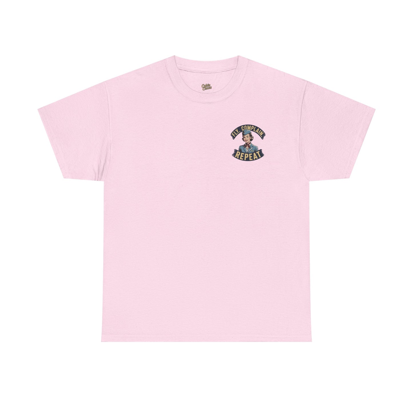 Vintage Flight Attendant Design T-Shirt | Fly Complain Repeat