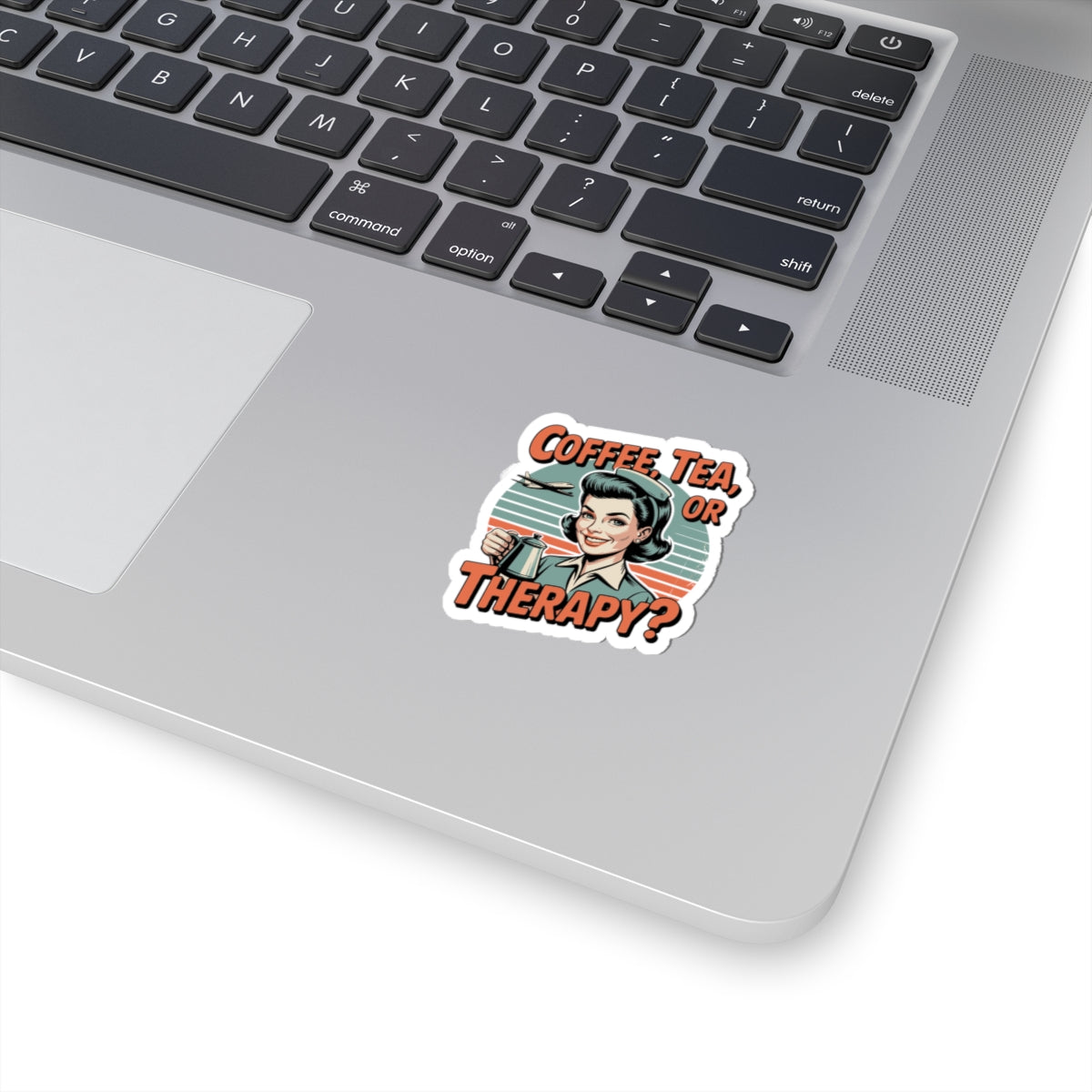 Coffee, Tea or Therapy? Sticker | Retro 1950s Housewife Kiss - Cut Sticker