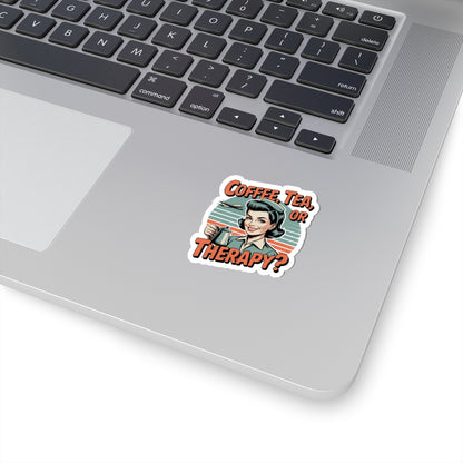 Coffee, Tea or Therapy? Sticker | Retro 1950s Housewife Kiss - Cut Sticker