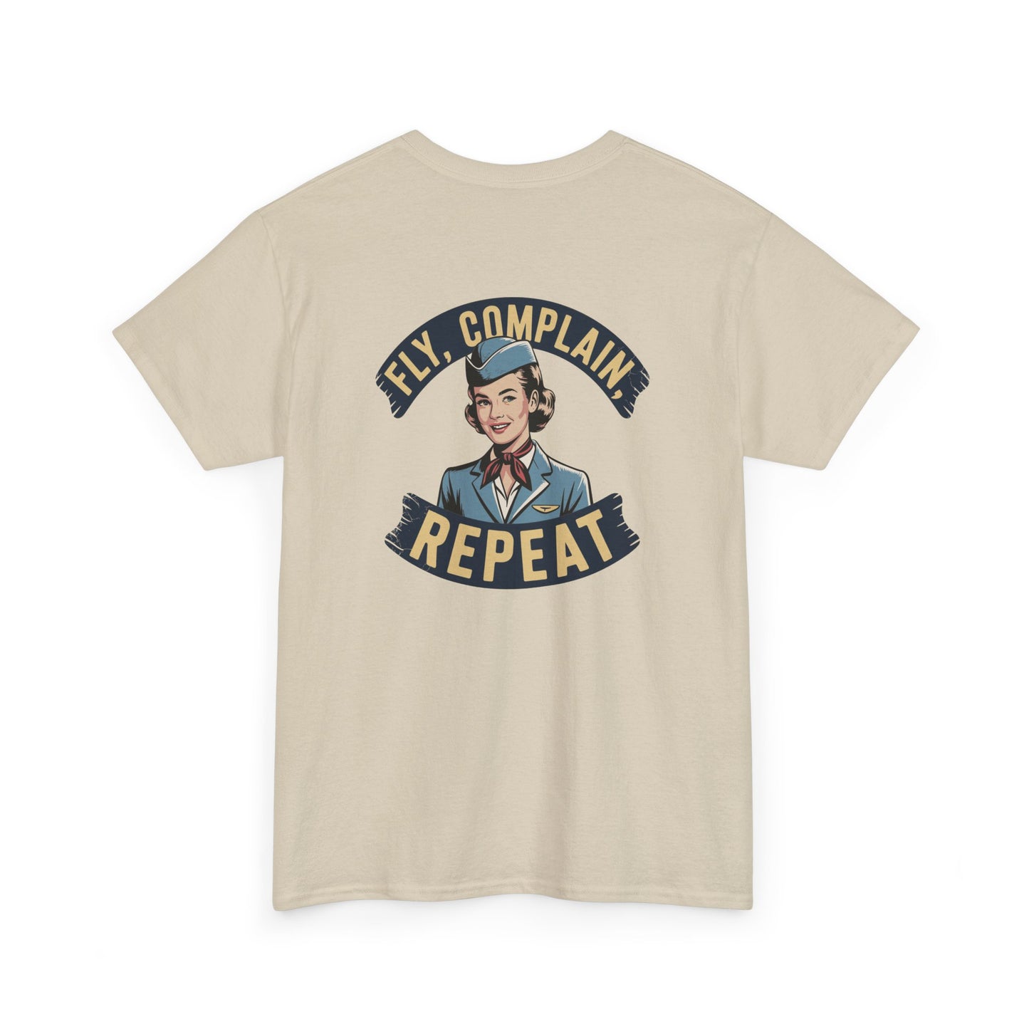 Vintage Flight Attendant Design T-Shirt | Fly Complain Repeat
