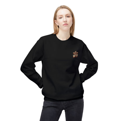 WTF Graphic Crewneck Sweatshirt, Unisex Fleece Pullover, Casual Sweatshirt, Funny Gift, Cozy Apparel, Everyday Wear, Cabin Crew