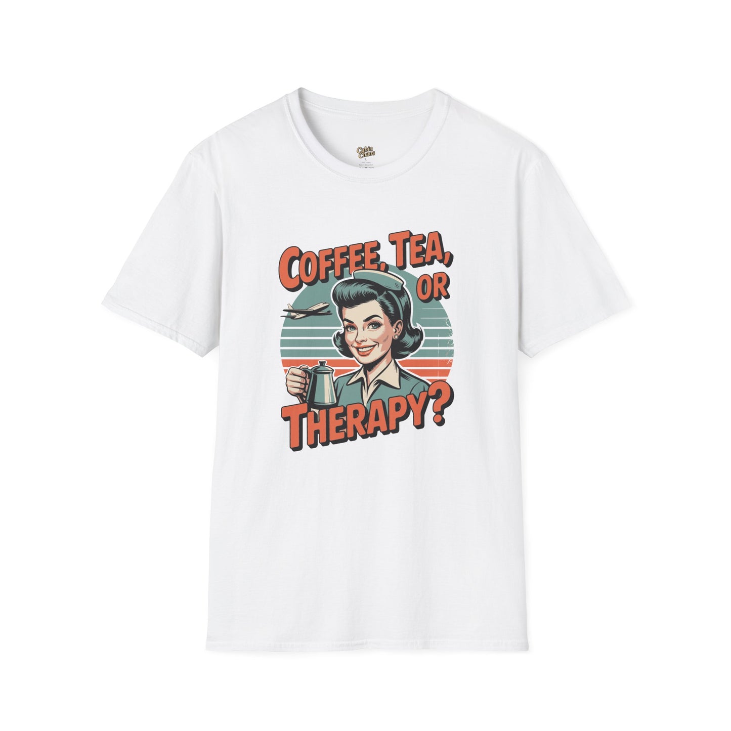 Copy of Coffee, Tea, or Therapy Unisex Softstyle T-Shirt | Funny Gift, Casual Wear, Coffee Lover Tee, Perfect for Friends, Cabin Crew