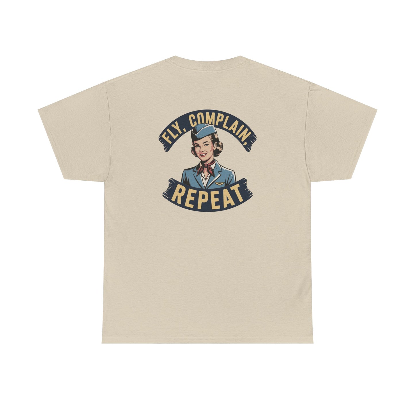 Vintage Flight Attendant Design T-Shirt | Fly Complain Repeat