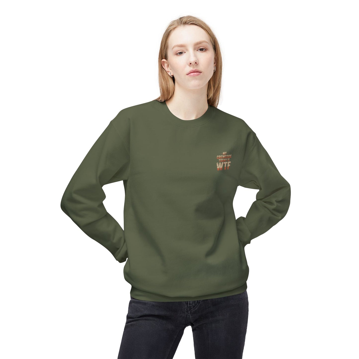 WTF Graphic Crewneck Sweatshirt, Unisex Fleece Pullover, Casual Sweatshirt, Funny Gift, Cozy Apparel, Everyday Wear, Cabin Crew