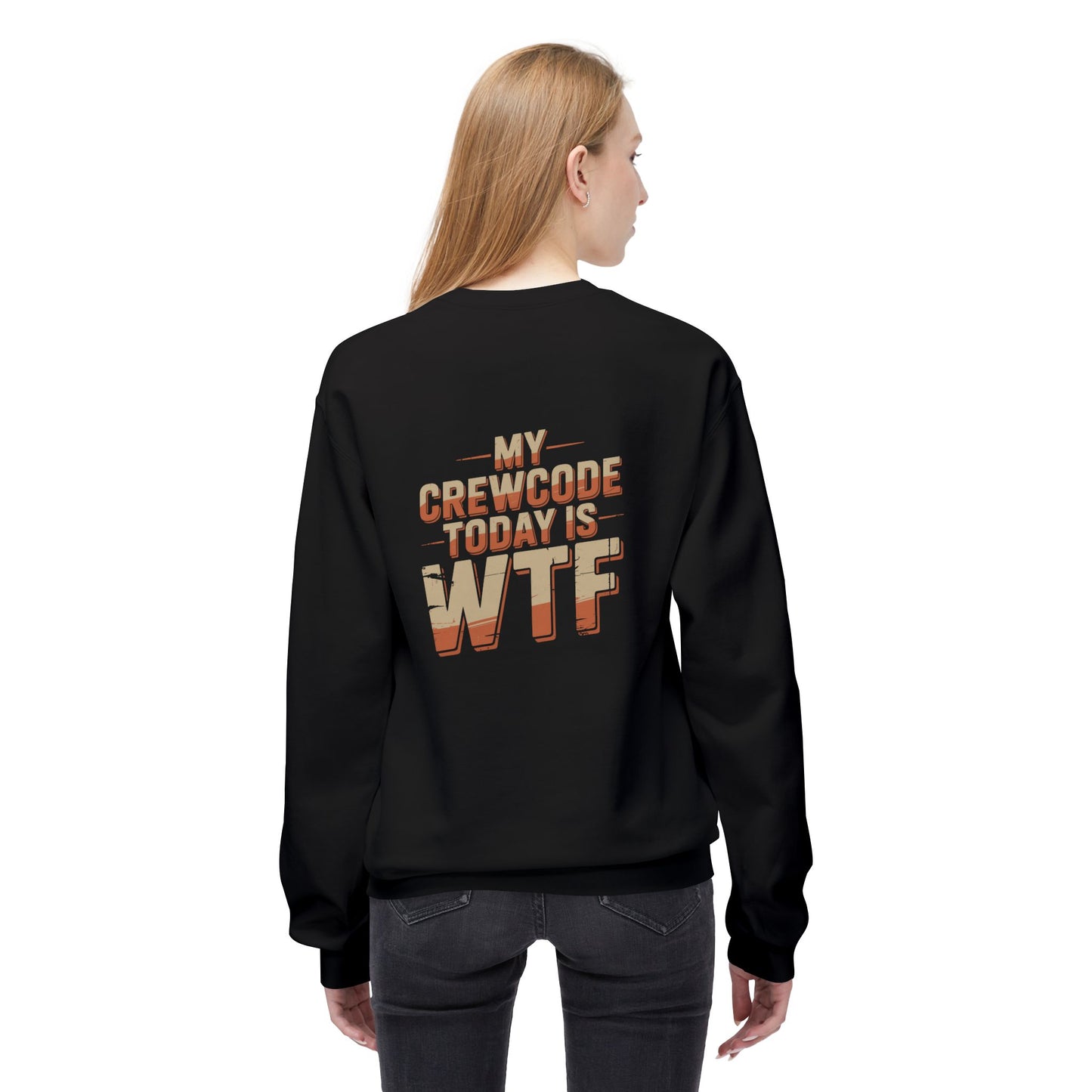 WTF Graphic Crewneck Sweatshirt, Unisex Fleece Pullover, Casual Sweatshirt, Funny Gift, Cozy Apparel, Everyday Wear, Cabin Crew