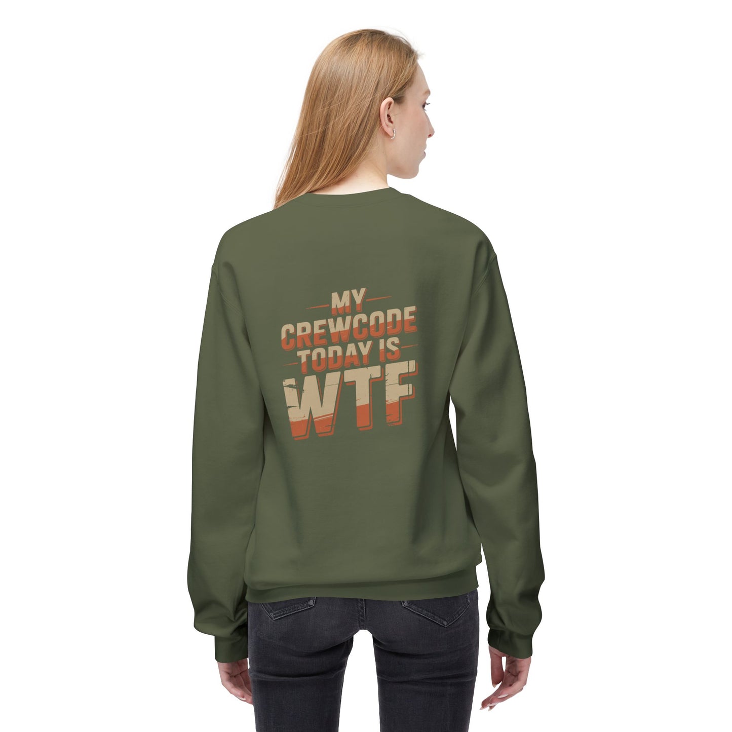 WTF Graphic Crewneck Sweatshirt, Unisex Fleece Pullover, Casual Sweatshirt, Funny Gift, Cozy Apparel, Everyday Wear, Cabin Crew