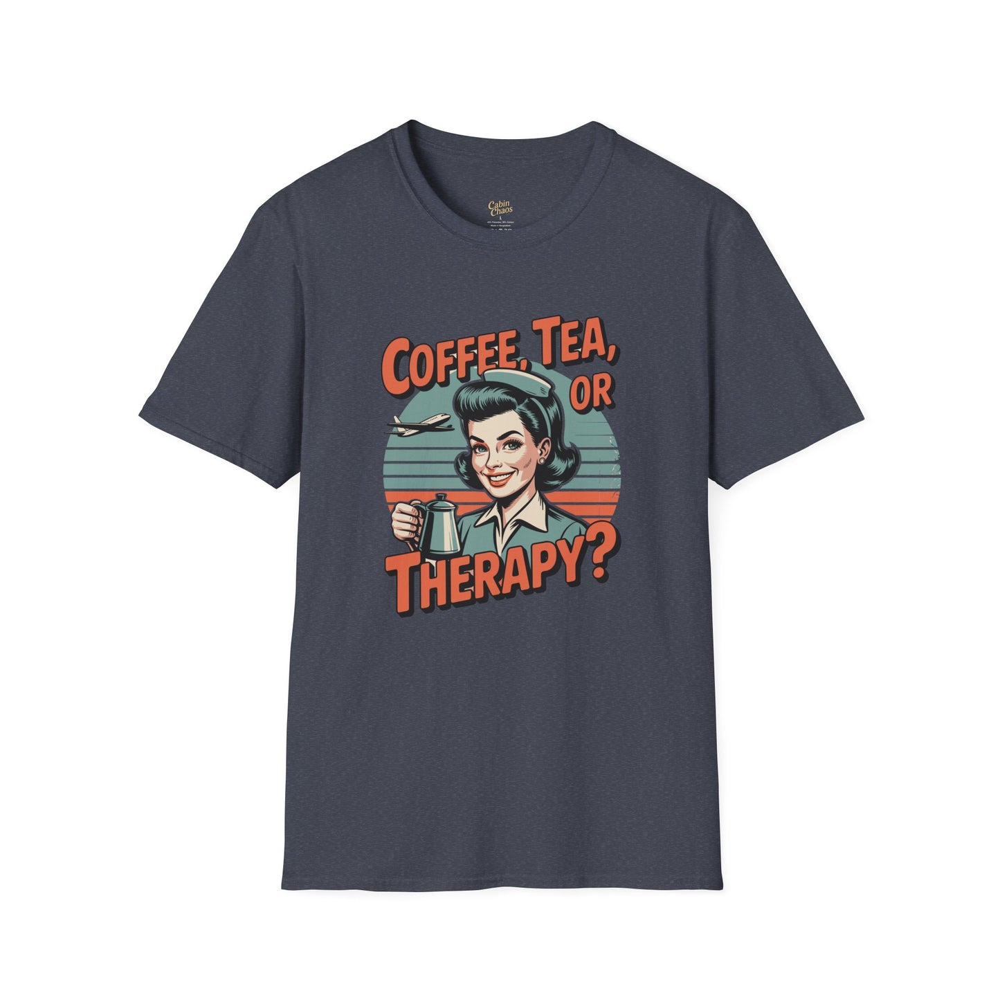 Copy of Coffee, Tea, or Therapy Unisex Softstyle T-Shirt | Funny Gift, Casual Wear, Coffee Lover Tee, Perfect for Friends, Cabin Crew