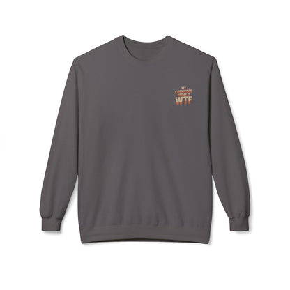 WTF Graphic Crewneck Sweatshirt, Unisex Fleece Pullover, Casual Sweatshirt, Funny Gift, Cozy Apparel, Everyday Wear, Cabin Crew