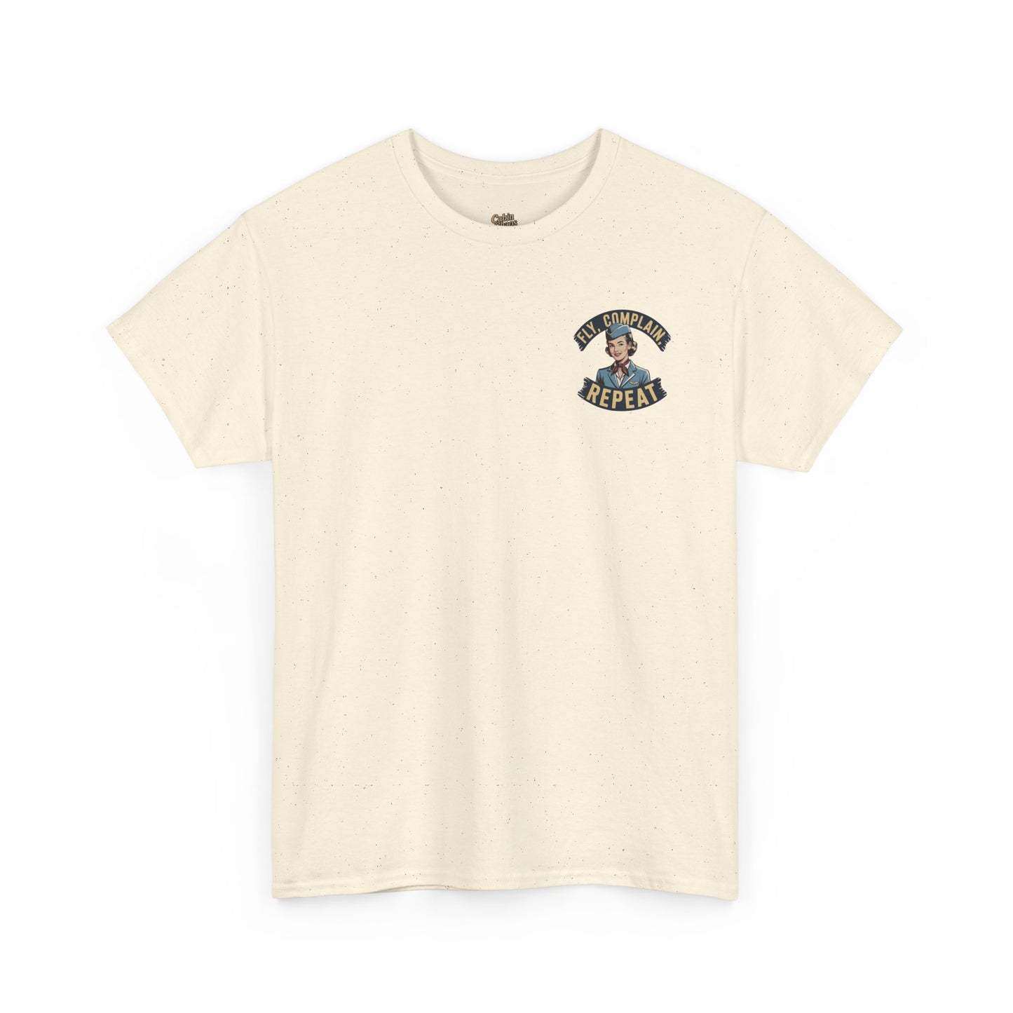 Vintage Flight Attendant Design T-Shirt | Fly Complain Repeat
